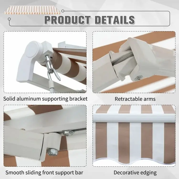 Outdoor Multi-Functional Structure Hand-Operated Full Box Canopy  Telescopic Awning 4X3 3X3 Waterproof Retractable