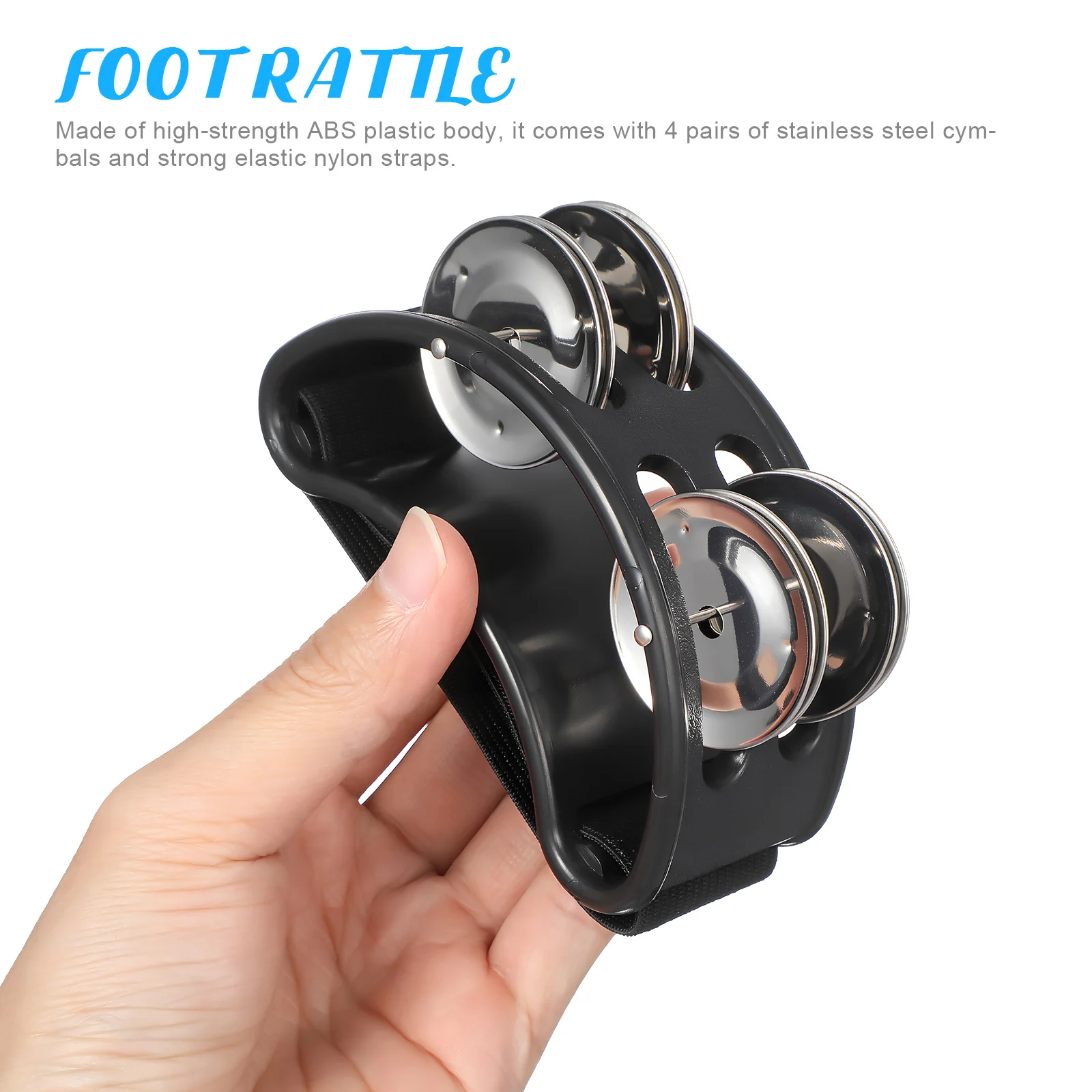 

4 Pcs Foot Tambourine Black 2 Rows Bells Percussion Instrument Adult Kids Party Favor Musical Instruments Portable ABS