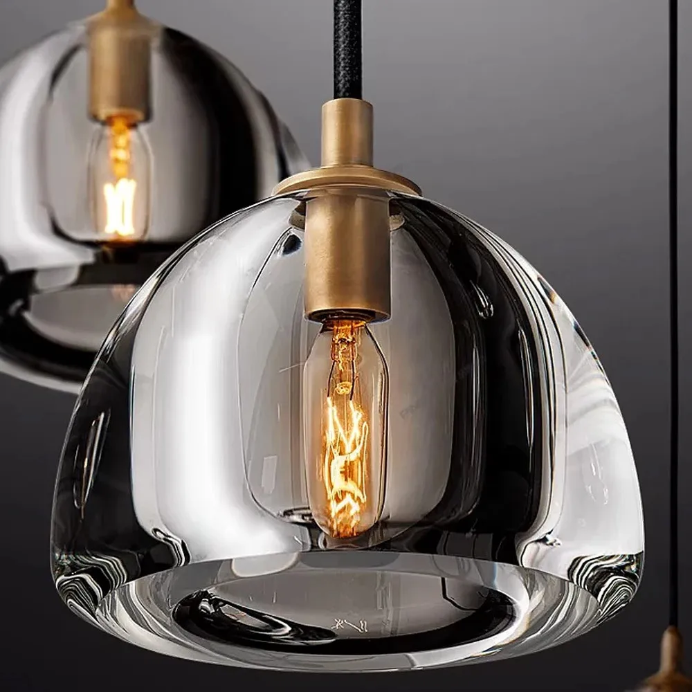 Black Brass Retro American K9 Crystal Copper LED Chandelier Suspension Lampen Dinning Room Living Room Duplex Villa Lighting