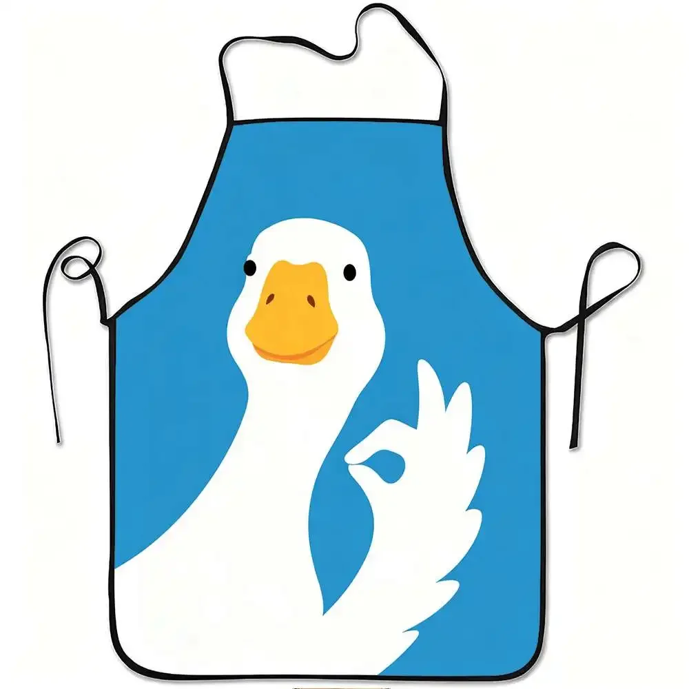 1pc Humorous Goose OK Gesture Apron, Sturdy And Easy to Clean, Adjustable Waist, Made of Polyester, Suitable for Cooking, Garden