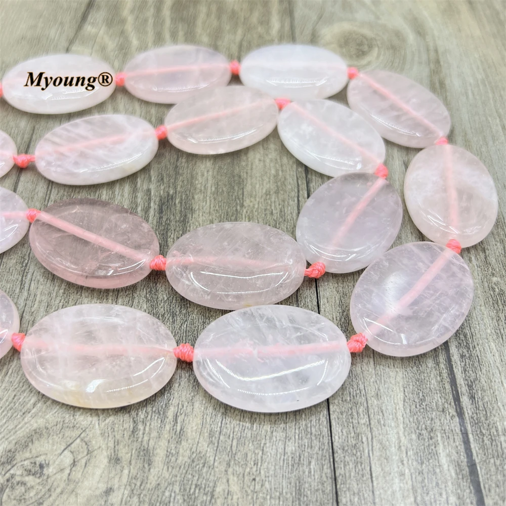 25x35MM 11PCS Large Oval Shape Natural Rose Quartzs Crystal Slice Pendant Beads MY230498