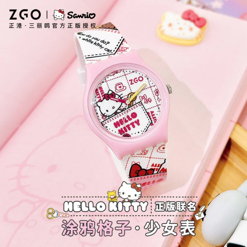 ZGO Sanrio HelloKitty KidsWatch for Girls and Students  Cute Waterproof Quartz Wristwatch Gift 8681