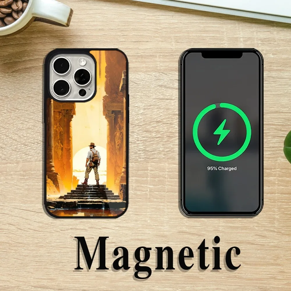 Funda de teléfono de película Indiana Jones para iPhone 11, 12, 13, 14, 15 Pro Max Plus, Magsafe, carga magnética inalámbrica