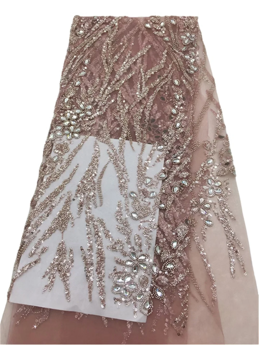 Elegant African Lace Fabric 2025 High Quality French 3D Flower Sequins Embroidery Beads Tulle Lace Fabric For Party Dress H18-1