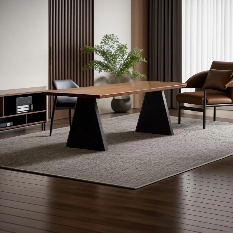 

Medieval rectangular solid wood dining table designer creative home retro dining table