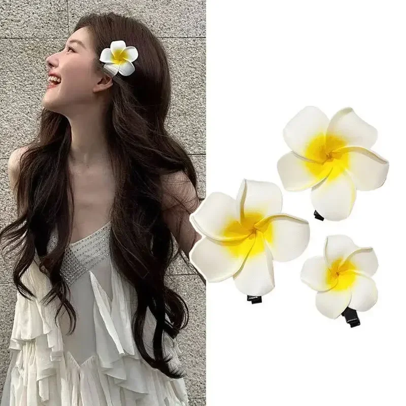 

Fashion Women Plumeria Flower Hair Clips Girls Aesthetic Hairpins Egg Flower Barrette Party Bag Hair Accessories