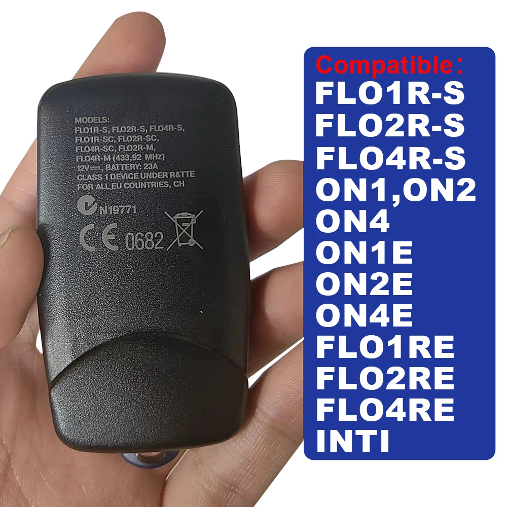 NICE FLOR FLO2RS FLO4RS ERA ​FOL2RE INTI1 INTI2 INTI1L INTI2L ON1 ON2 ON4 Garage Door Remote Control / Gate Opener 433.92MHz