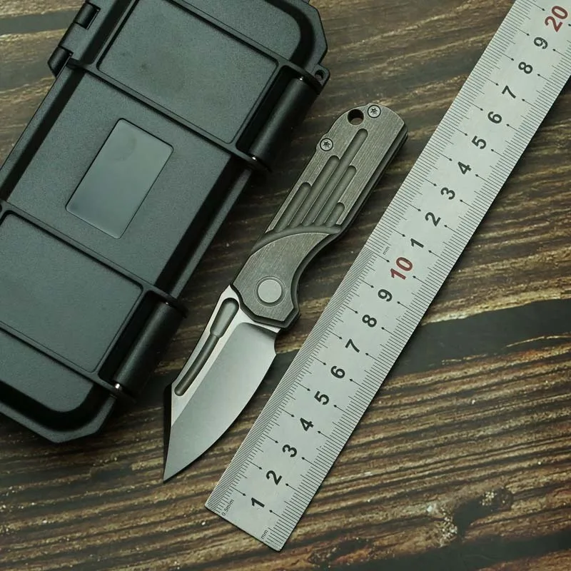 

Customized Mini Squirrel Master Real D2 Blade Titanium Handle Folding Knife Outdoor Camping Hunting Kitchen Survival EDC Tools