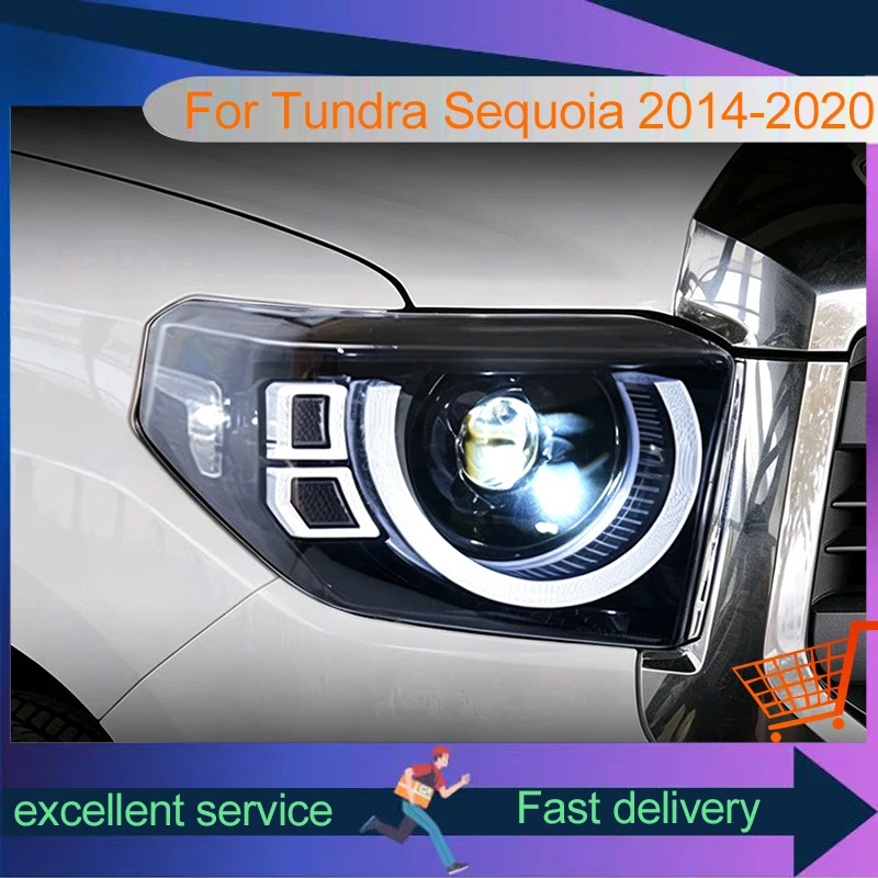 Car Styling For Toyota 2014-2020 Tundra Sequoia Front Lamp DRL Headlight Turn Signal Highlight LED Bulbs Projector Lens Auto