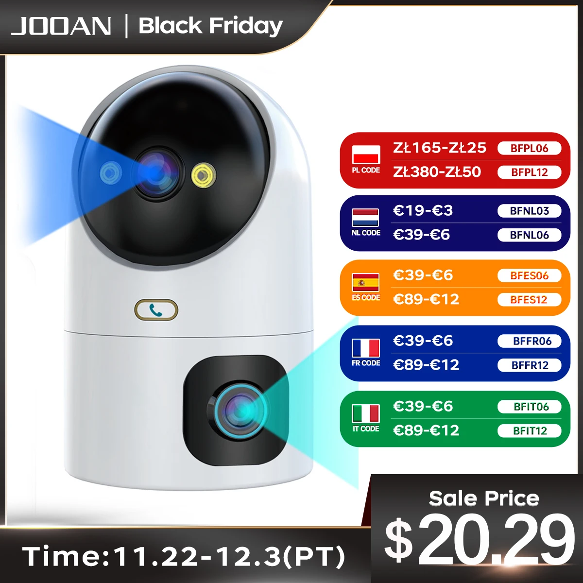 JOOAN 4K PTZ IP Camera 5G Wifi Surveillance Camera Dual Lens Dual Screen Home Auto Tracking CCTV Camera Security Baby Monitor