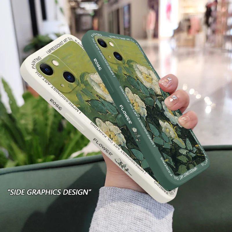 Wild Rose Phone Case For iPhone 17 17E Air 16 16E 15 Pro Max Plus Liquid Silicone Soft Cover