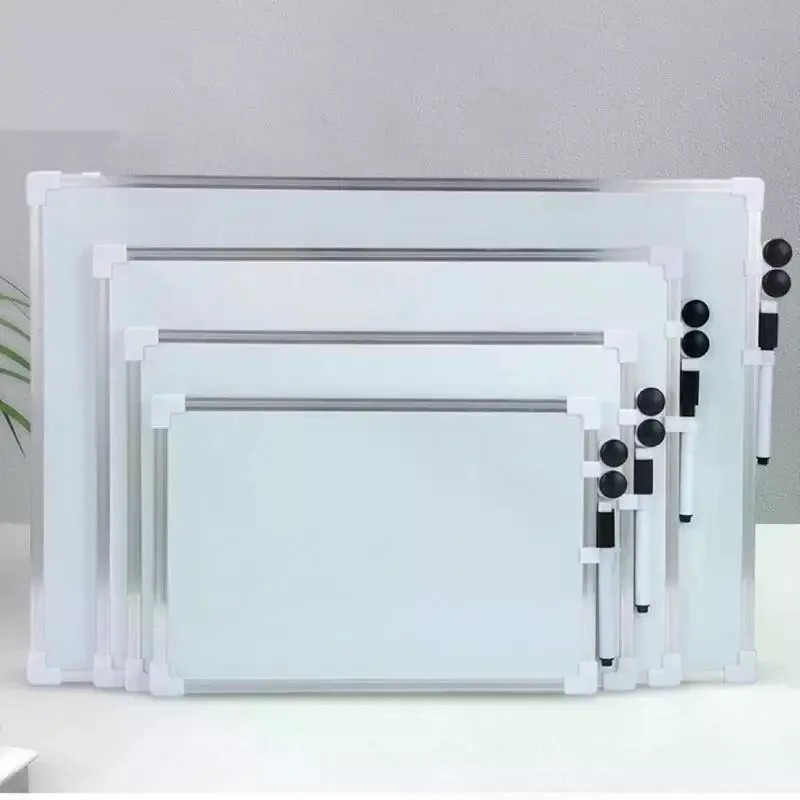 Double-Sided Magnetic Aluminum Whiteboard With Two Magnets And Whiteboard Marker With Eraser For Teaching Learning Wall-Mounted