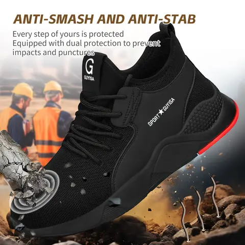 GUYISAMen's anti smashing and anti piercing rubber outsole work shoes