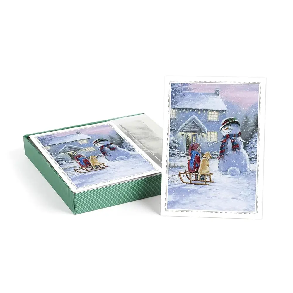 

Набор рождественских открыток Masterpiece Winter Friends / Набор из 16 праздничных открыток для снежных дней в коробке с серебряными фольгированными акцентами и соответствующими конвертами