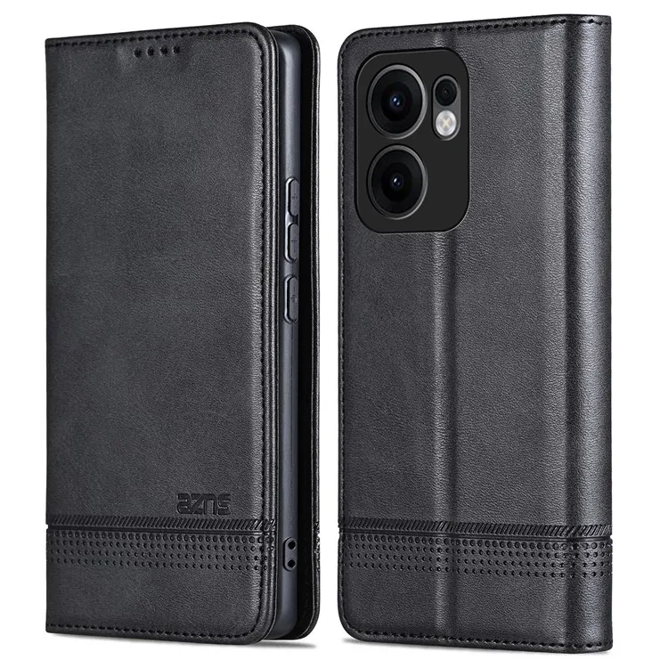

AZNS For Oppo Reno13 F 5G Case Cowhide Texture PU Leather Wallet Phone Cover - Black