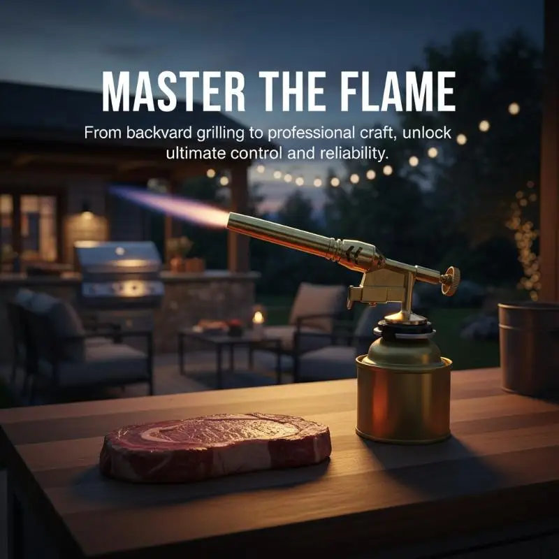 Portable Copper Gas Welding Torch Strong High Temp Flame for Metal Soldering Outdoor BBQ Setup