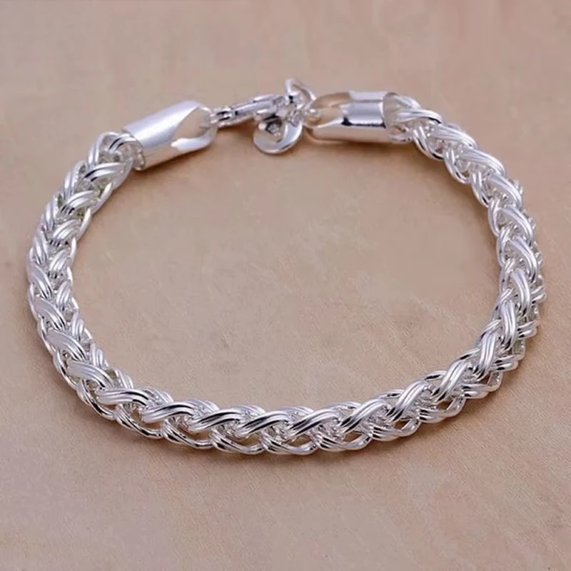 Wholesale 925 Sterling Silver Bracelets Jewelry chain women lady men 6mm 4MM high quality valentine gift beautiful factory price