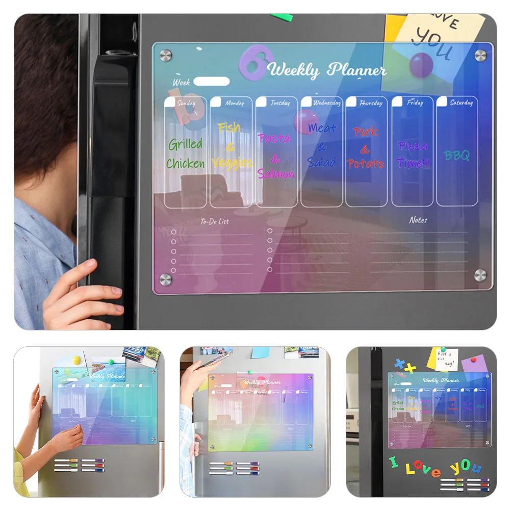 Magnetic Message Board Clear Acrylic Dry Erase Board For Fridge Refrigerator Weekly Planner Schedule Organizer Kitchen Memo