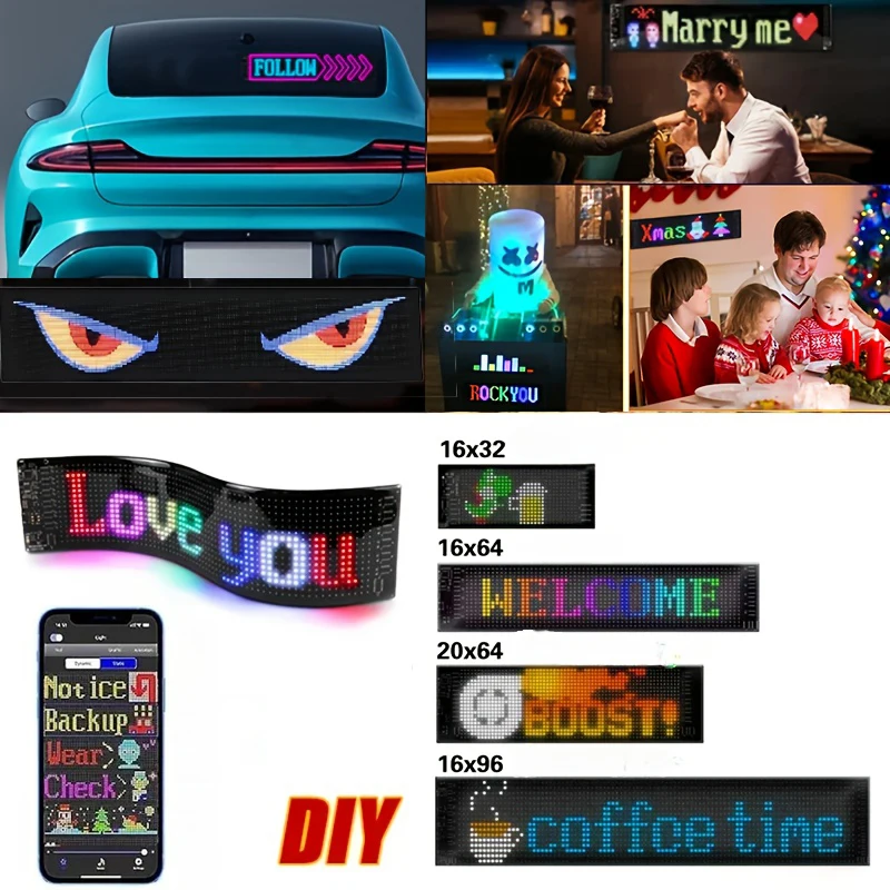 لوحة مصفوفة Led مرنة قابلة للبرمجة Led الرسوم المتحركة النص تسجيل APP التحكم التمرير الكتابة على الجدران DIY زينة حفلة عيد الميلاد #1