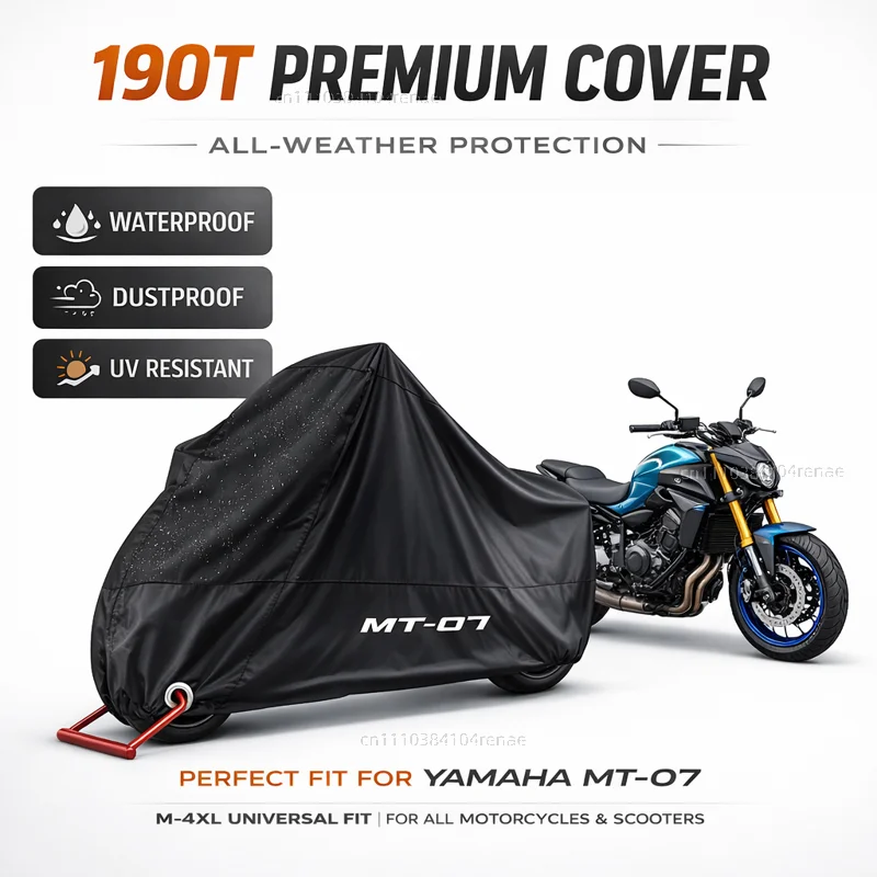 For YAMAHA MT-07 MT07 MT 07 2014-2022 2021 2020 2019 190T Motorcycle Cover Waterproof Dustproof UV Protection All Season