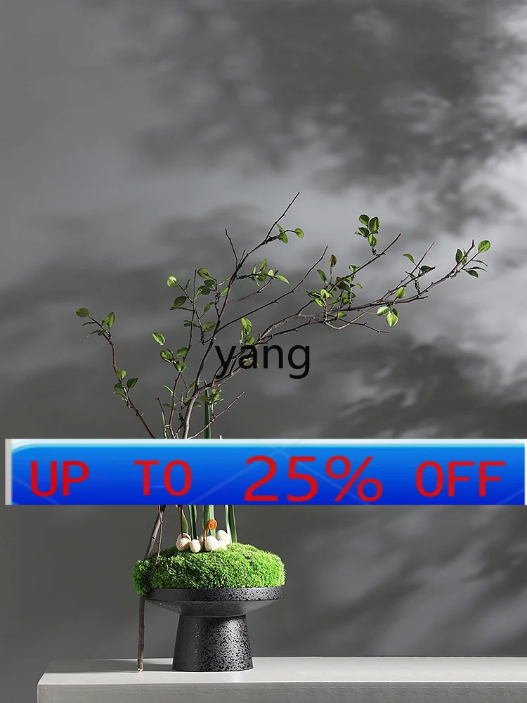 

Lcx immortal moss dried flower branches simulation green plant bonsai Chinese negotiation room tea table decoration ornament
