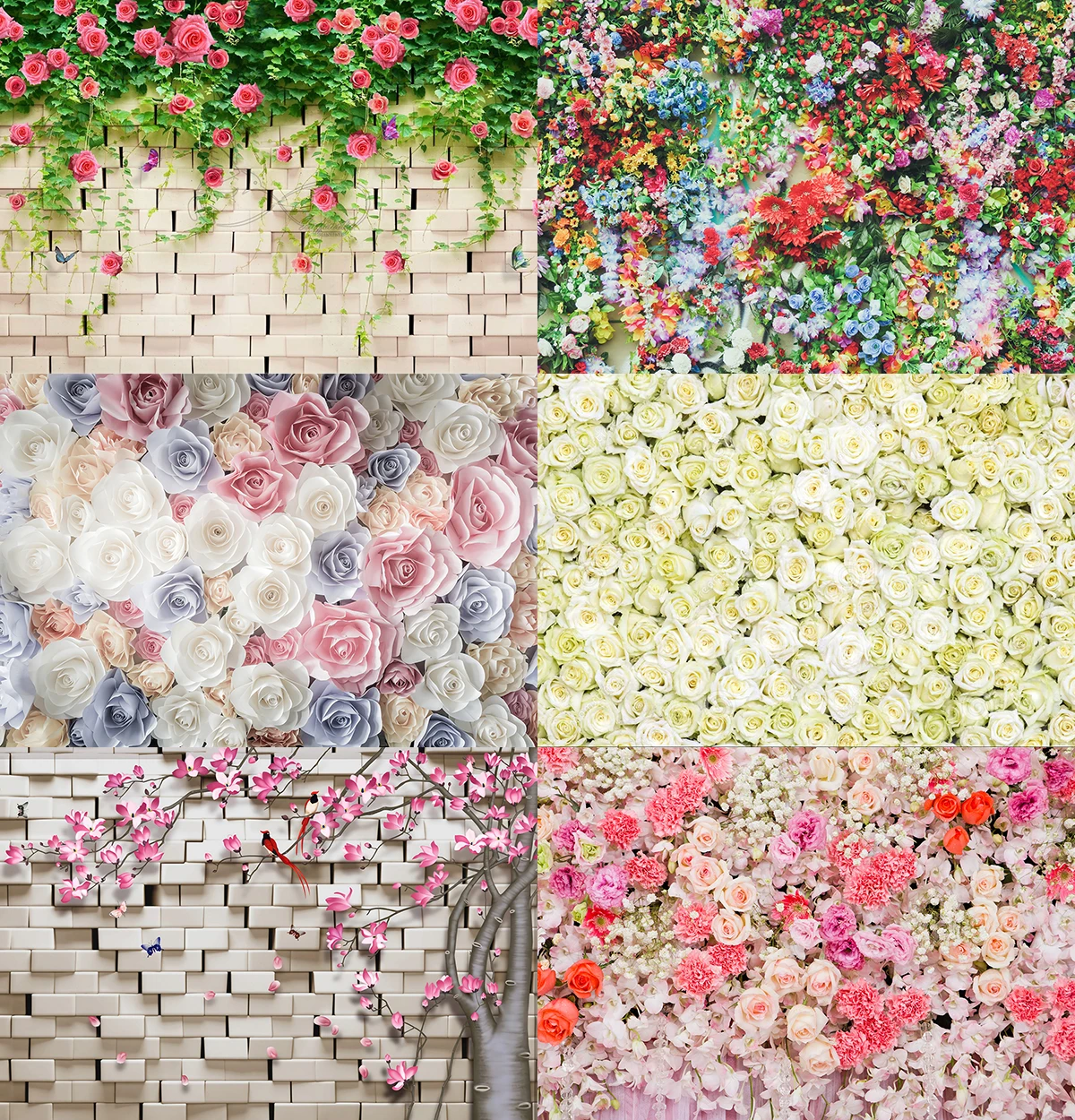 Fondo de fotografía de flores rosas, suministros de decoración para estudio de boda, nupcial, recién nacido, ducha, fiesta de cumpleaños