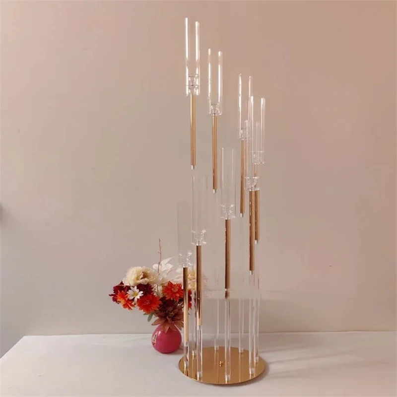 Metal Candlesticks 49 Inches Candelabra Clear Candle Holders Stands Luxury Wedding Table Centerpieces Party Decoration