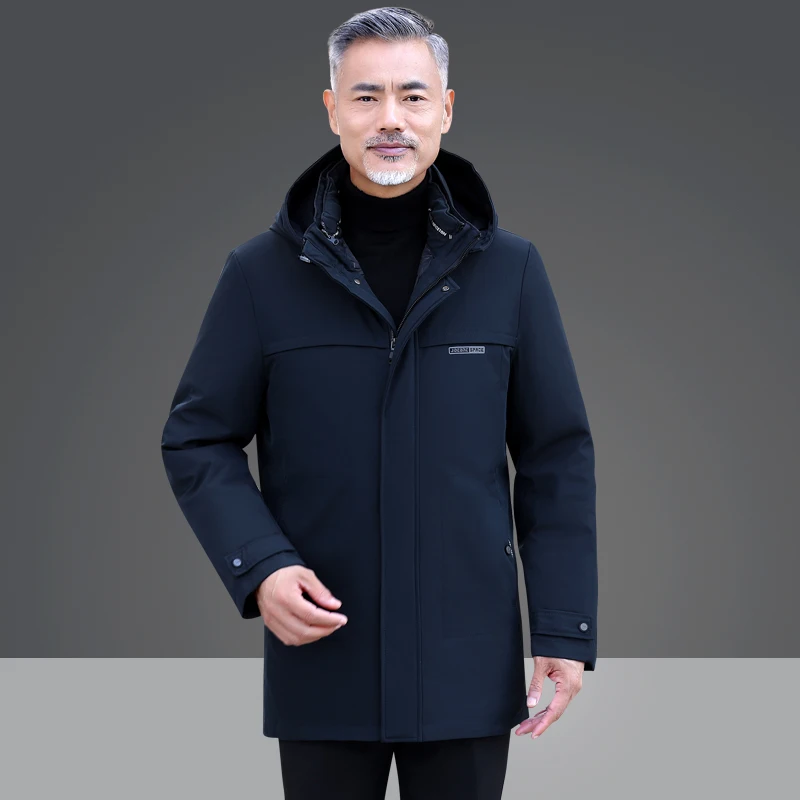 

ex Cotton Jaet Mid-Length Detachable Inner Vest Middle-Aged Men's Winter Coat Casual Busin Sle Long Sve Zipper