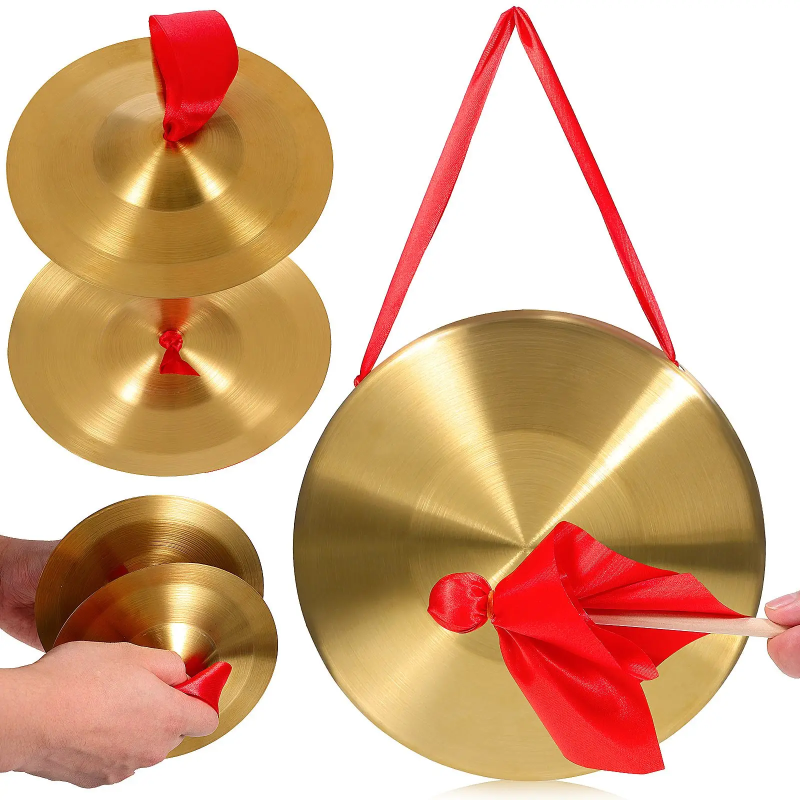 

Copper Cymbals Set 22cm Gong 15cm Cymbals Pair Handheld Percussion Instruments Copper Material Great Sound Suitable Schools