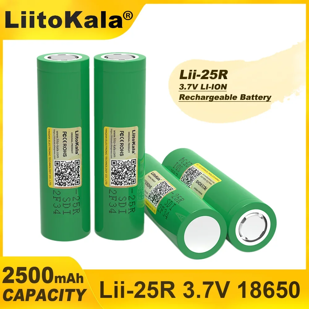 Liitokala 18650 3.7V 2500mAh INR1865025R 20A Discharge Lithium Batteries Electronic Cigarette Battery