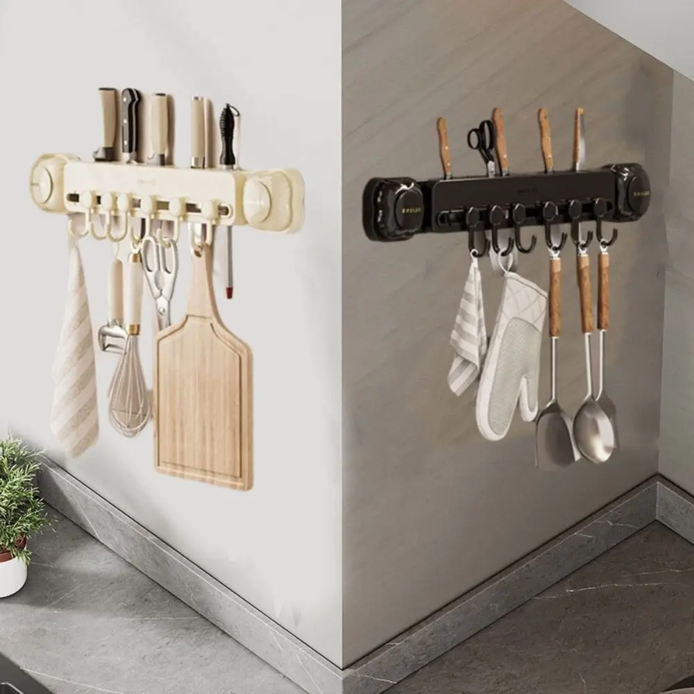 

Wall Mounted Kitchen Storage Rack Punch Free Large Capacity Wall Cutter Holder Plastic Space Saving Cutlery Storage Rack Kitchen