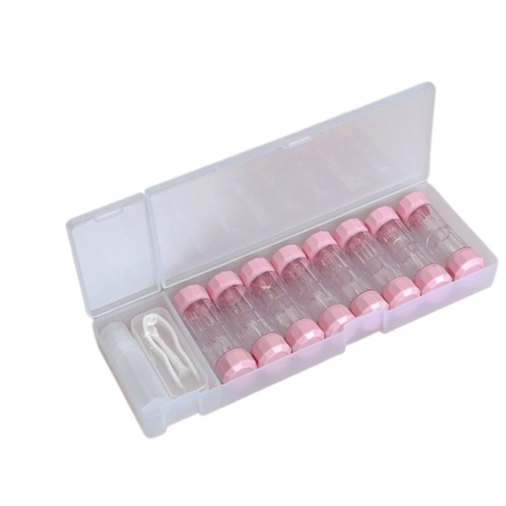 

8 Pairs Portable Contact Lens Box Holder Clear 7 Colors Contact Lenses Soak Storage Case Durable Small Design RGP Lens Container