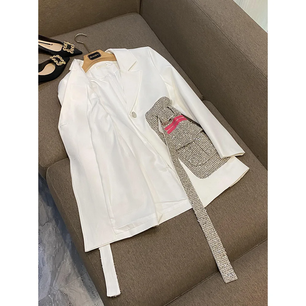 Newest Designed Women Single Button Patchwork Casual Blazer Slim Office Lady Hot Sale Jacket