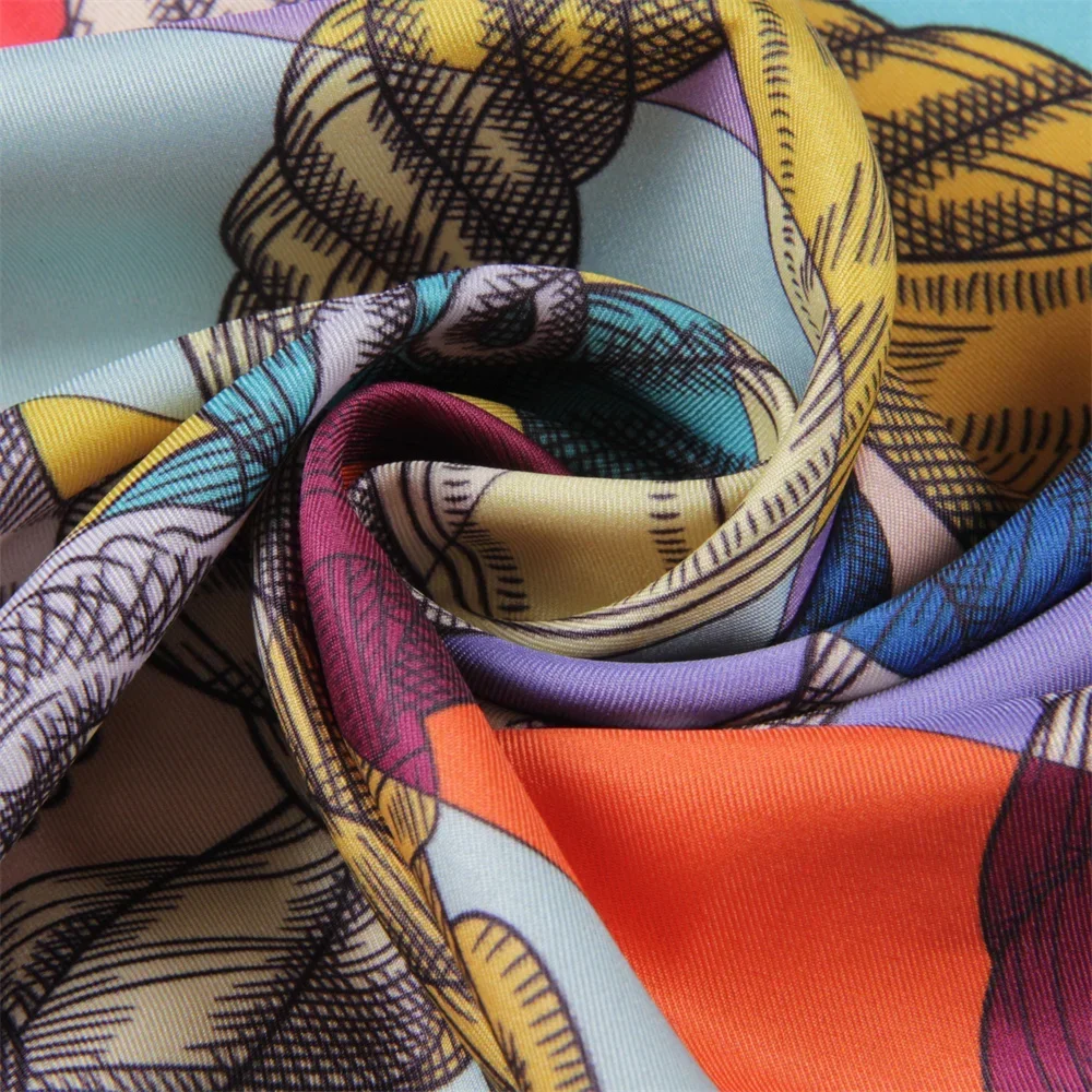 Autumn new fashion 90 square scarf double-sided printed homonym and delicate hand-made curly scarf view 6