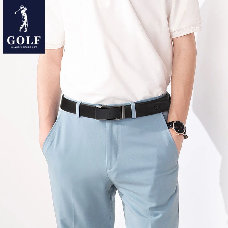 Golf Heren Riem Automatische Gesp Echt Lederen Riem Trendy Casual Broek Riem Zakelijke Broek Riem Veelzijdig En Eenvoudig