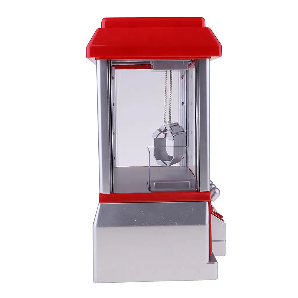 Prize Claw Machine for Kids Party Toy Electronic Arcade Game with Flashing Lights and Music Classic Red Gray Plastic Grabber
