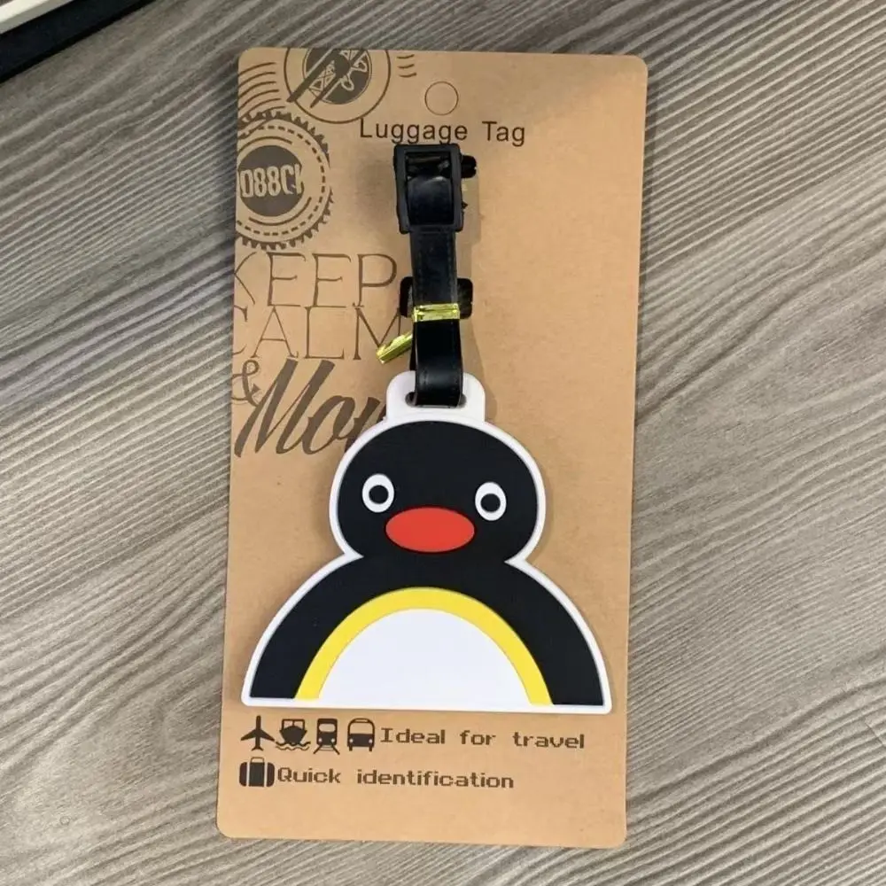Kawaii Silicone Travel Luggage Tag Penguin Hippo Portable Bag Suitcase Labels Reusable Cartoon Animal Suitcase ID Address Holder