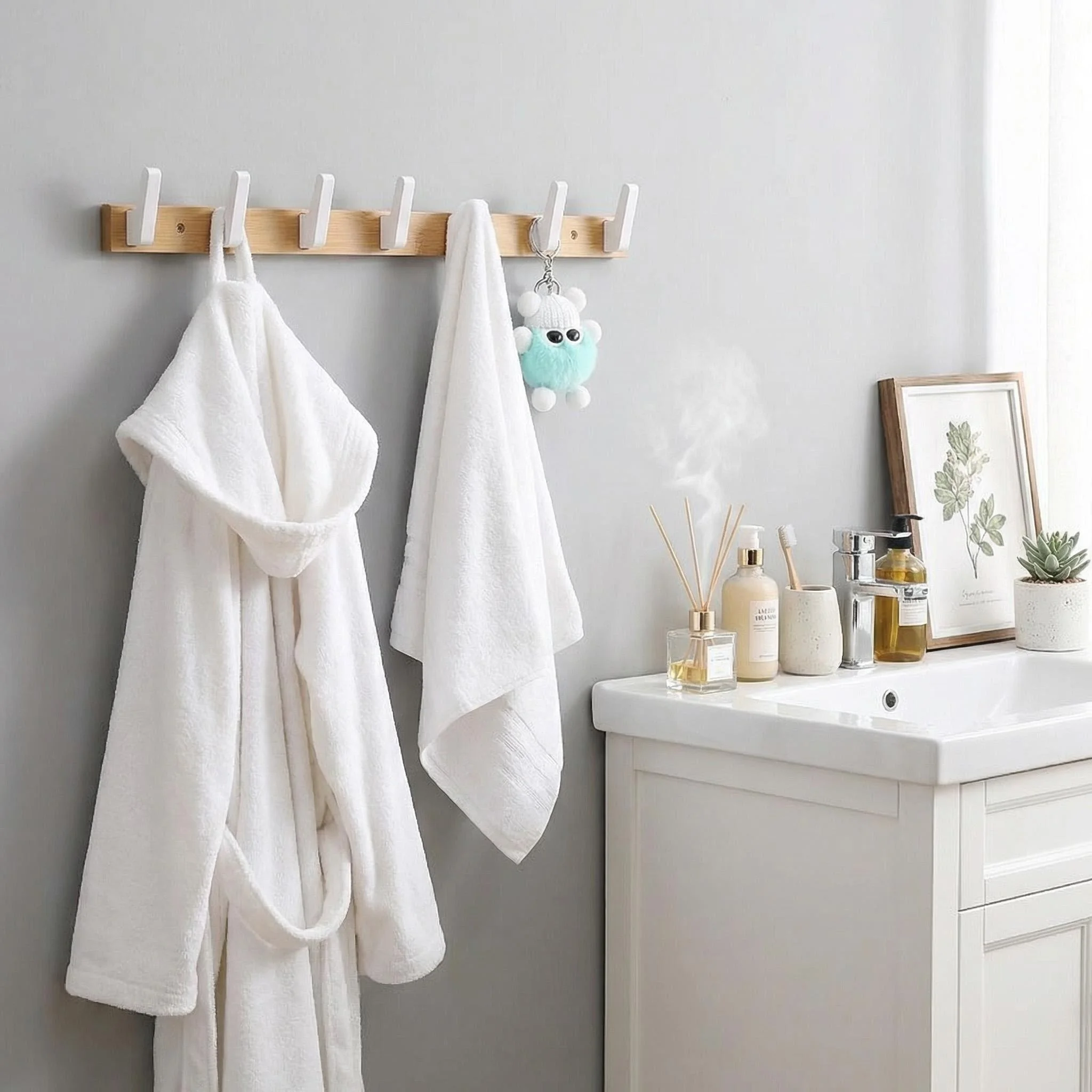Solid Wood Wall Coat Racks for Living Room Entrance Bedroom Door Hanging Clothes Hook Row Hooks Furniture & Decor