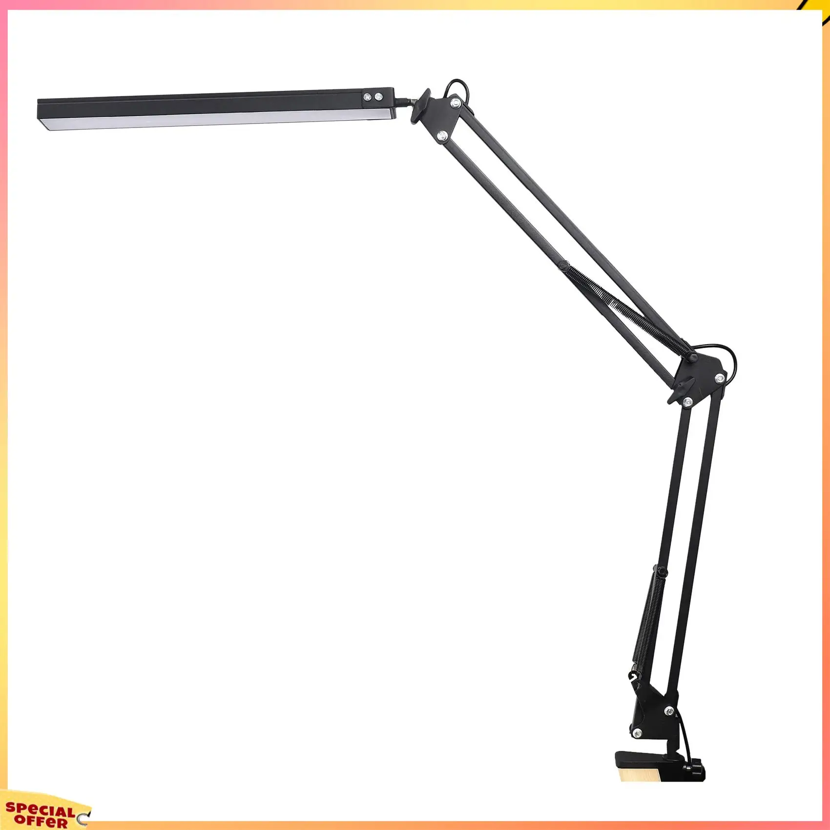 ABFI 2X LED مصباح مكتبي مع المشبك ، قابل للتعديل سوينغ الذراع لمبة مكتب ، مصباح طاولة المهندس المعماري الحديث للدراسة/القراءة/المكتب/العمل