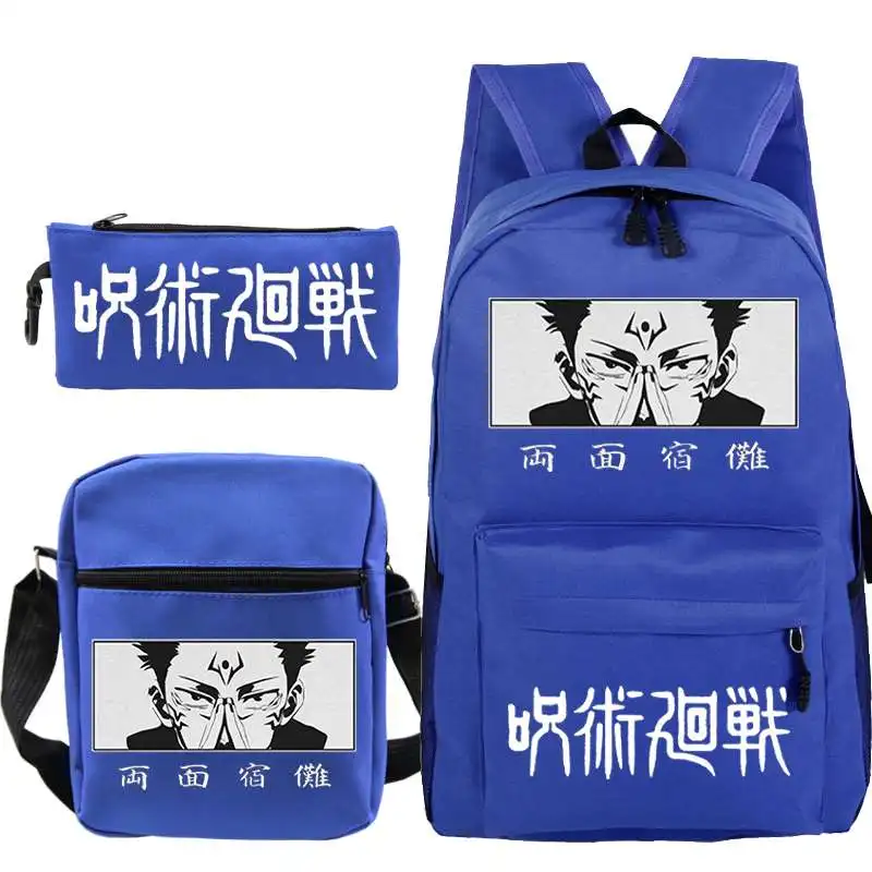 Jujutsu Kaisen Backpack 3 Pcs Set Girls Boys School Bag Kids Schoolbag Anime Ryomen Sukuna Laptop Backpack with Shoulder Bags