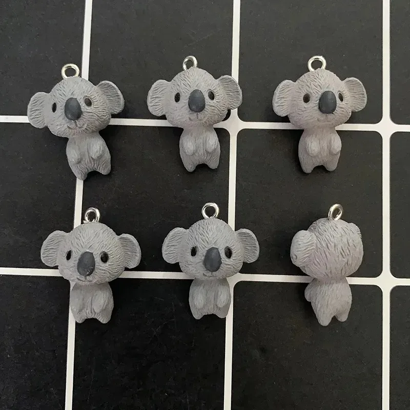 6Pcs Mini Animal Resin Pendants Kawaii 3D Gray Koala Charms Handmade DIY Accessories For Earring Keychain Making view 3