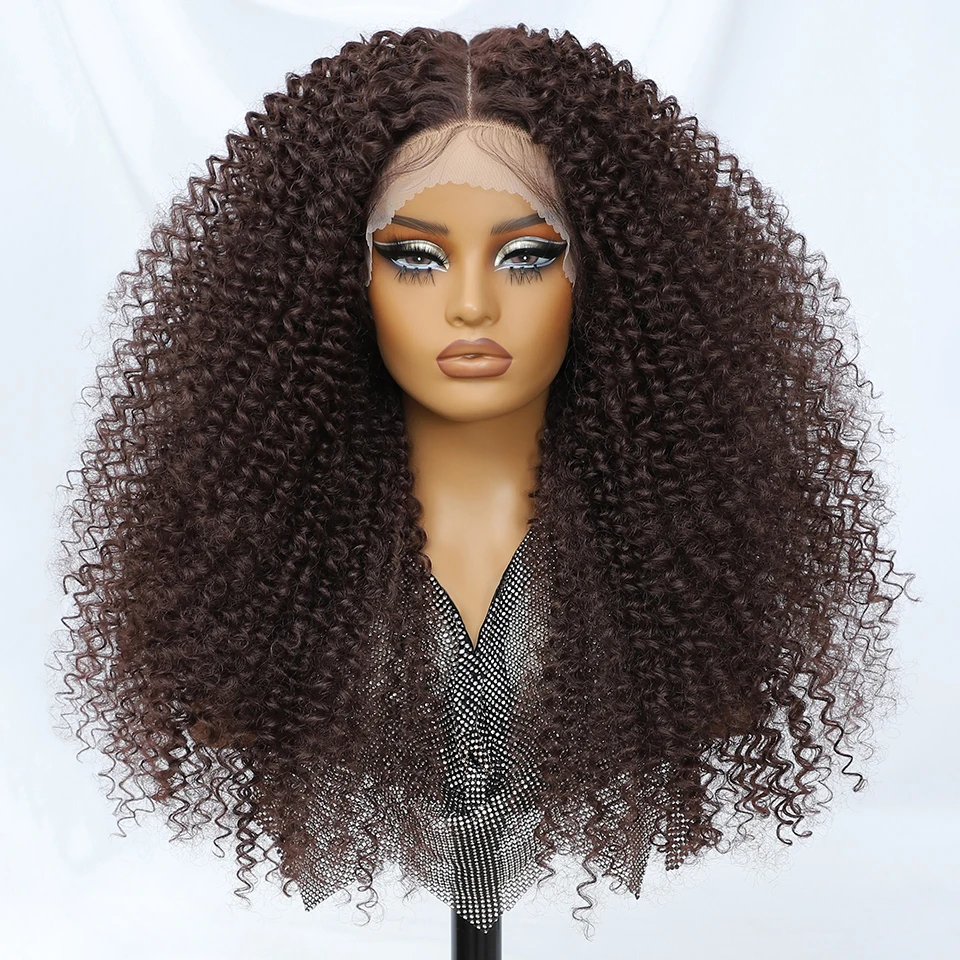 24 Inch Jerry Krul Synthetische Kant Pruiken Ombre Bordeaux Kinky Krullend Pruiken Voor Afro Vrouwelijke Zwarte Latisha Lace Front Pruiken voor Vrouw