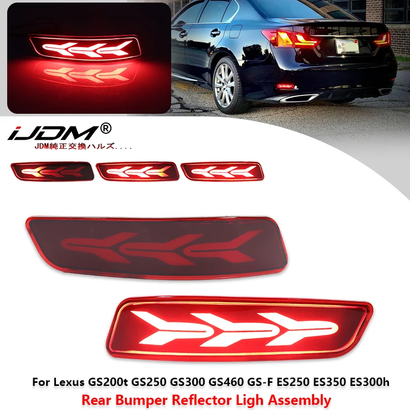 

For Lexus GS200t GS250 GS300 GS460 GS-F ES250 ES350 ES300h 2013-2018 LED Drive Brake Dynamic Turn Signal light Rear Bumper Lamp