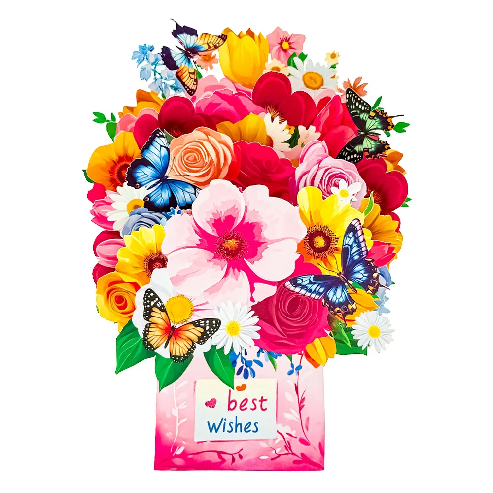 

3D Pop-Up Flower Greeting Card Multi-Style for Mother's Day Birthday Wedding Valentine's Day Anniversaries Perfect Gift Postcard