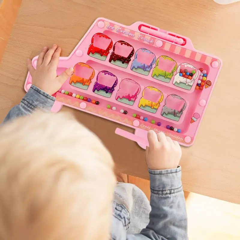 Montessori Toys Magnetic Color Sorting Maze Board Pen Moving Bead Games Fine Motor Skills Educational Games For Kids Gifts