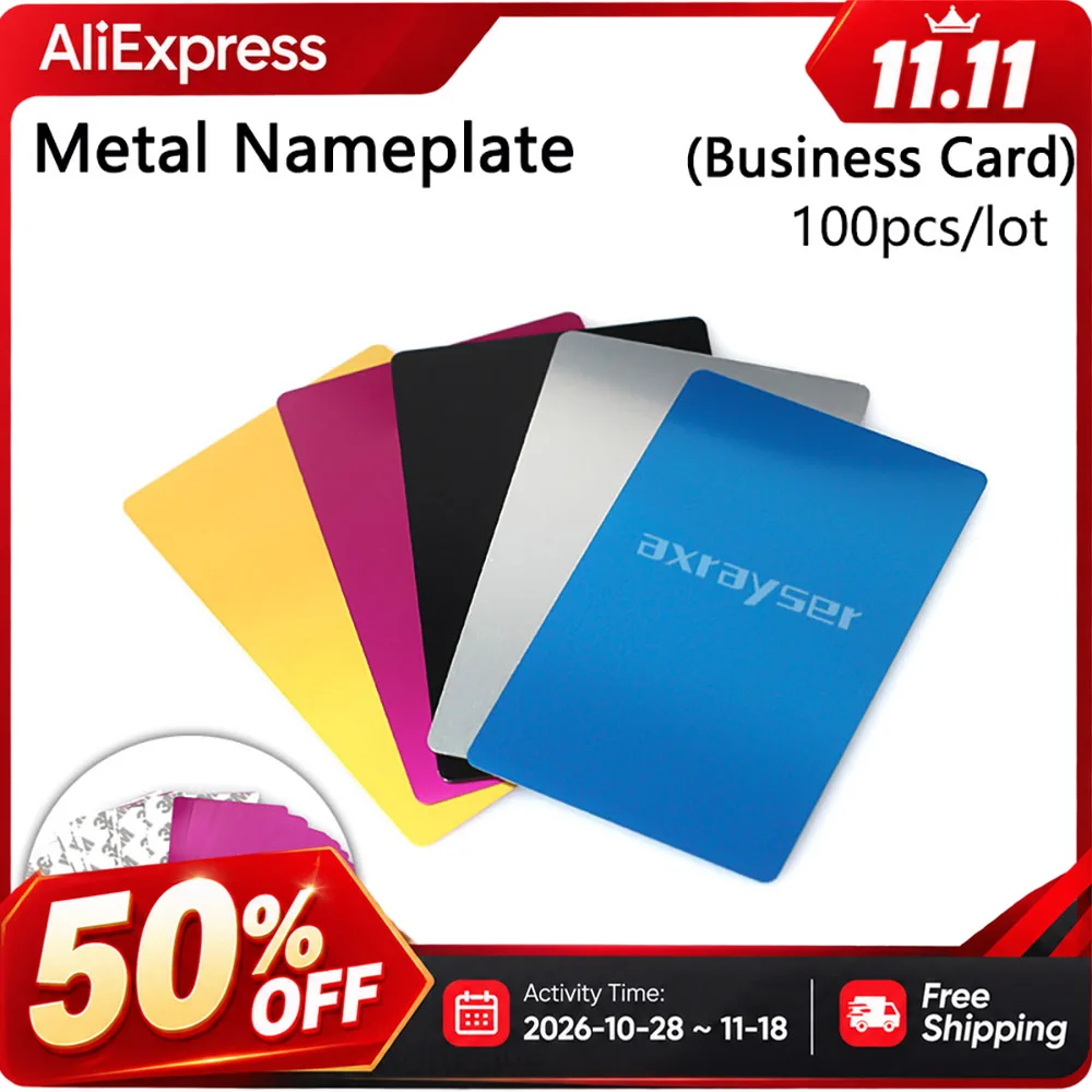 100PCS Metal Nameplate Business Cards Multicolor Aluminium Alloy Material 5 Color for Laser Marking Machine CO_2 Laser Marker