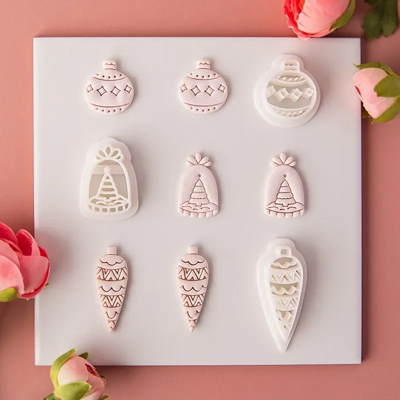 Christmas Shapes Soft Pottery Polymer Clay Cutter DIY Ins Style Xmas Bell Socks Pendants Jewelry Making Mould Clay Cutter