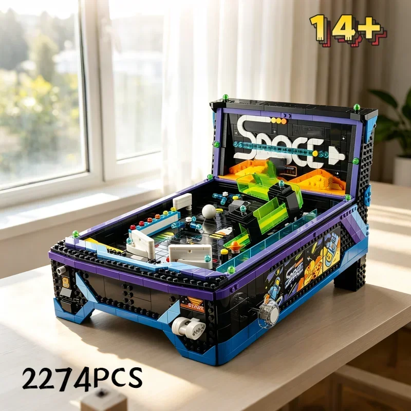 2274PCS Model Arcade Pinball Machine Building Blocks Room Decor Bricks Toys Full-featured Arcade Game Suitable for Adults