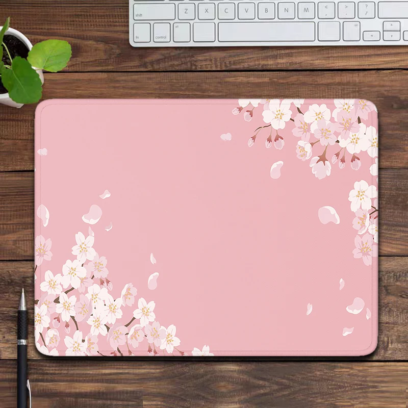 Cherry blossom Desk Mat Pink Sakura Mousepad Cute Kawaii Aesthetic Japanese Peach Flower Tree Small Mouse Pad Gaming Deskmat