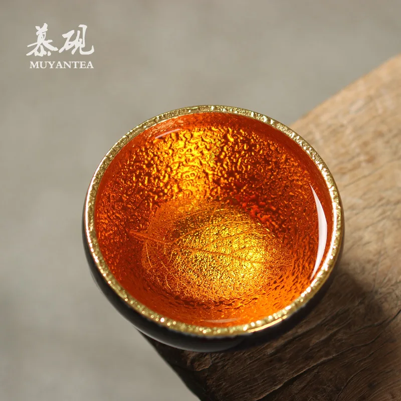 Muta Handmade Wooden Leaf Starry Sky Jianzhan Kiln Change Glaze Master Tianmu Tea Single Tasting Cup Gift